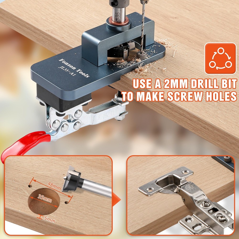 35MM Cabinet Hinge Jig Concealed Hinge Drilling Tool with Clamp