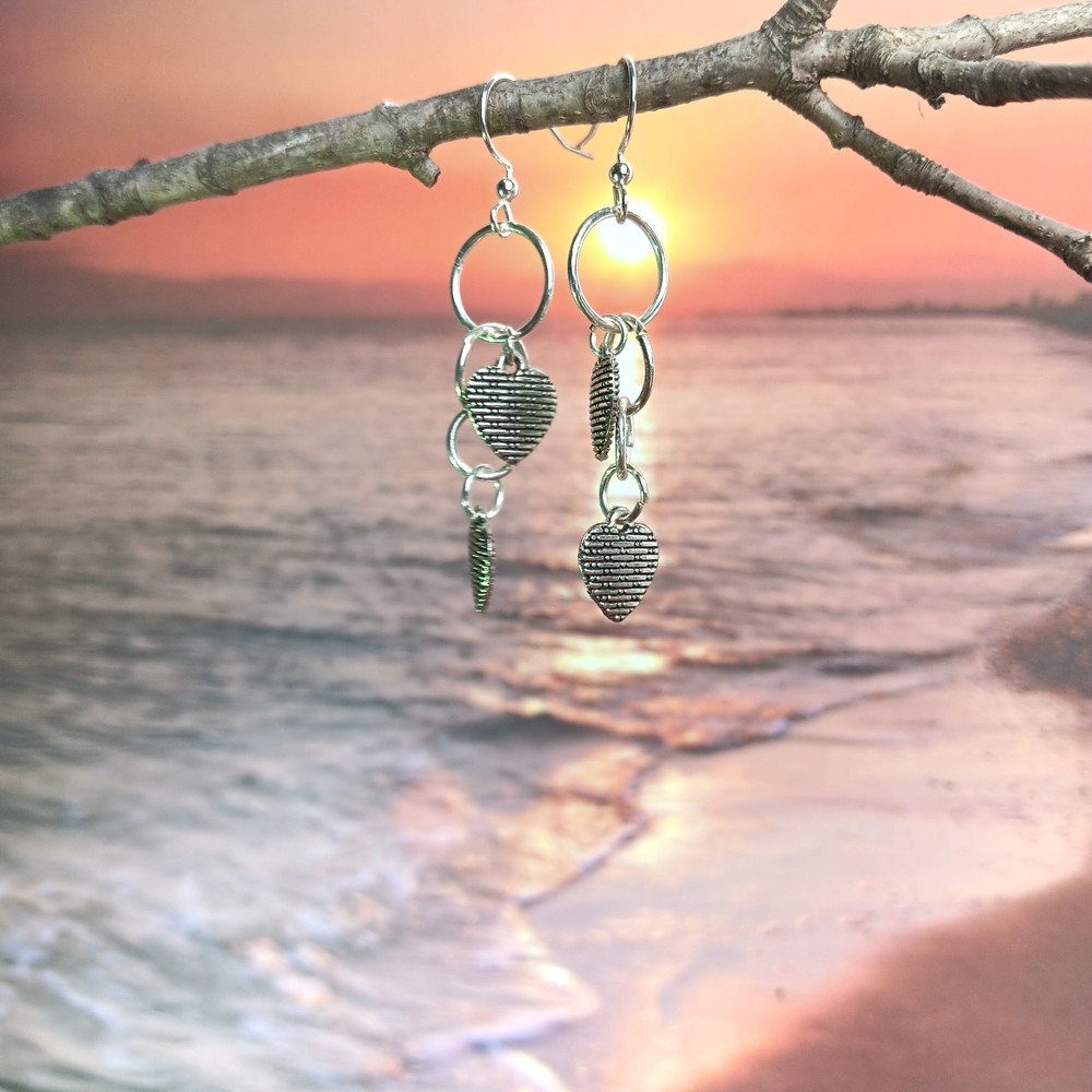 Handmade Artisan Tiered Heart Dangle Earring