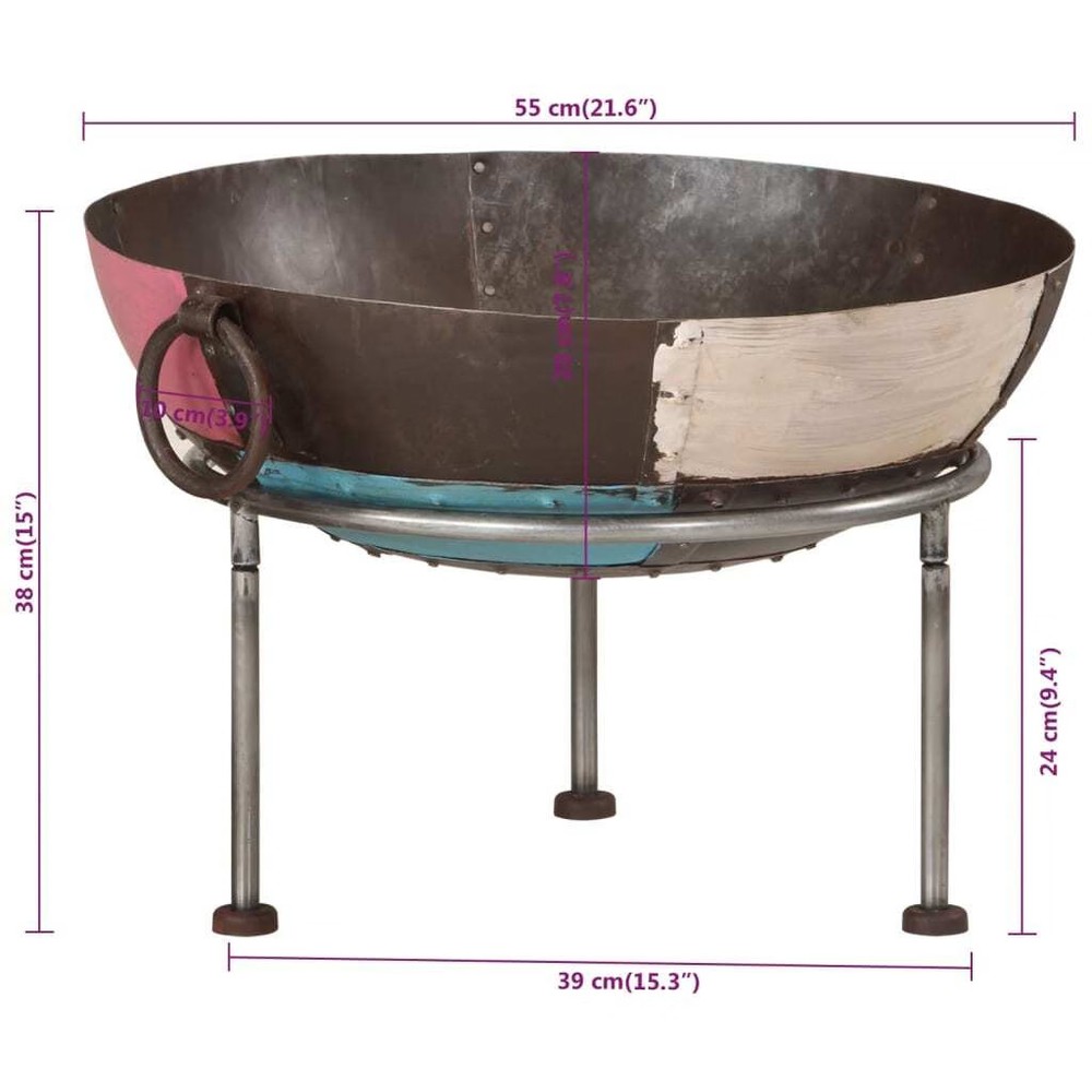 Fire Pit 21.7"x21.7"x15" Iron