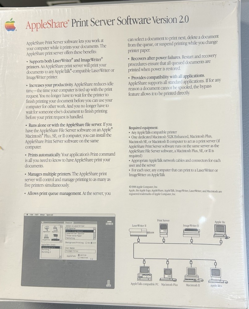 Apple Print Server Software 2.0 w/Software New in Box