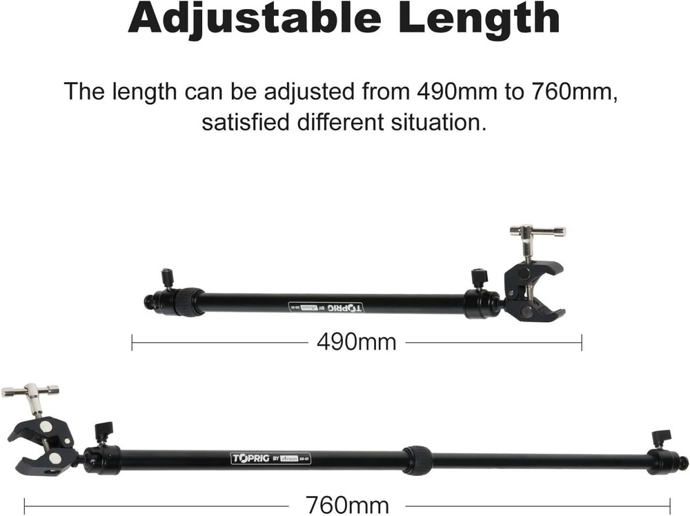 2x Accsoon Camera Slider Support Arm Extendable Adjustable Tripod Stability Arm