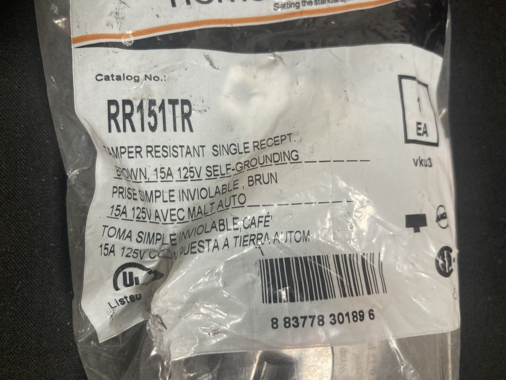 Hubbell Home Select RR151TR tamper resistant brown plug
