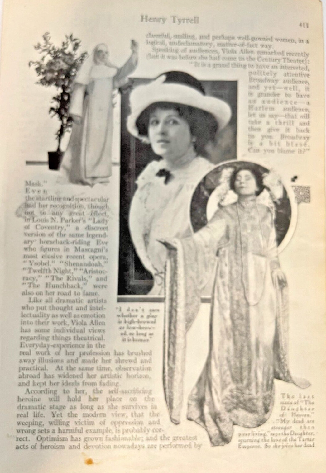 1913 Actress Viola Allen illustrated