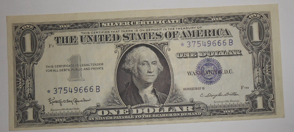 1957 Silver Certificate Star Note AVERAGE CIRCULATED - * 37549666 B