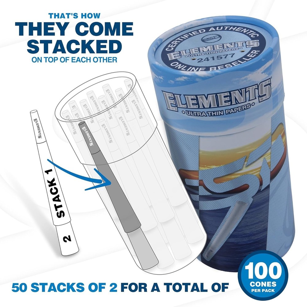 Elements Rolling Paper Cones 98 Special Pre-Rolled | 100 Pack