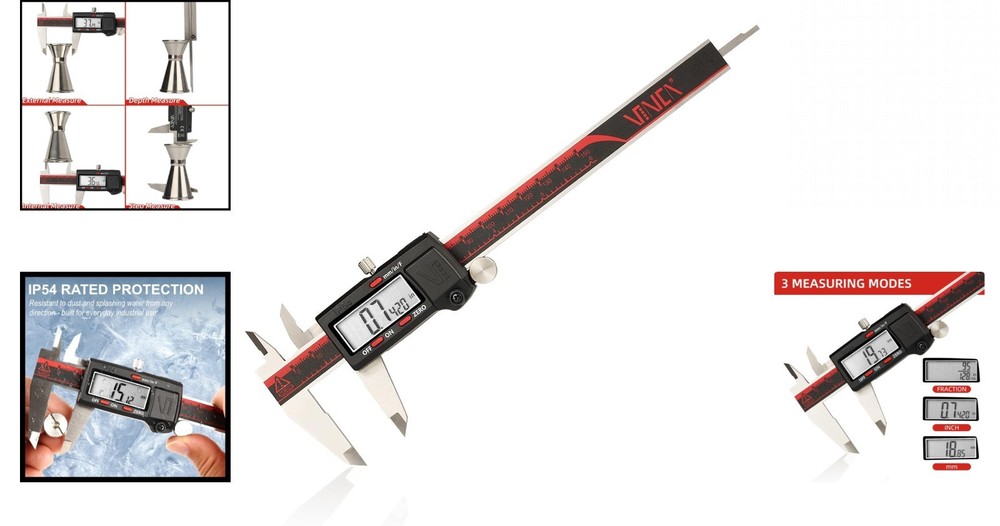 Stainless Steel Digital Caliper - Waterproof, RS232 Data Transfer Enabled