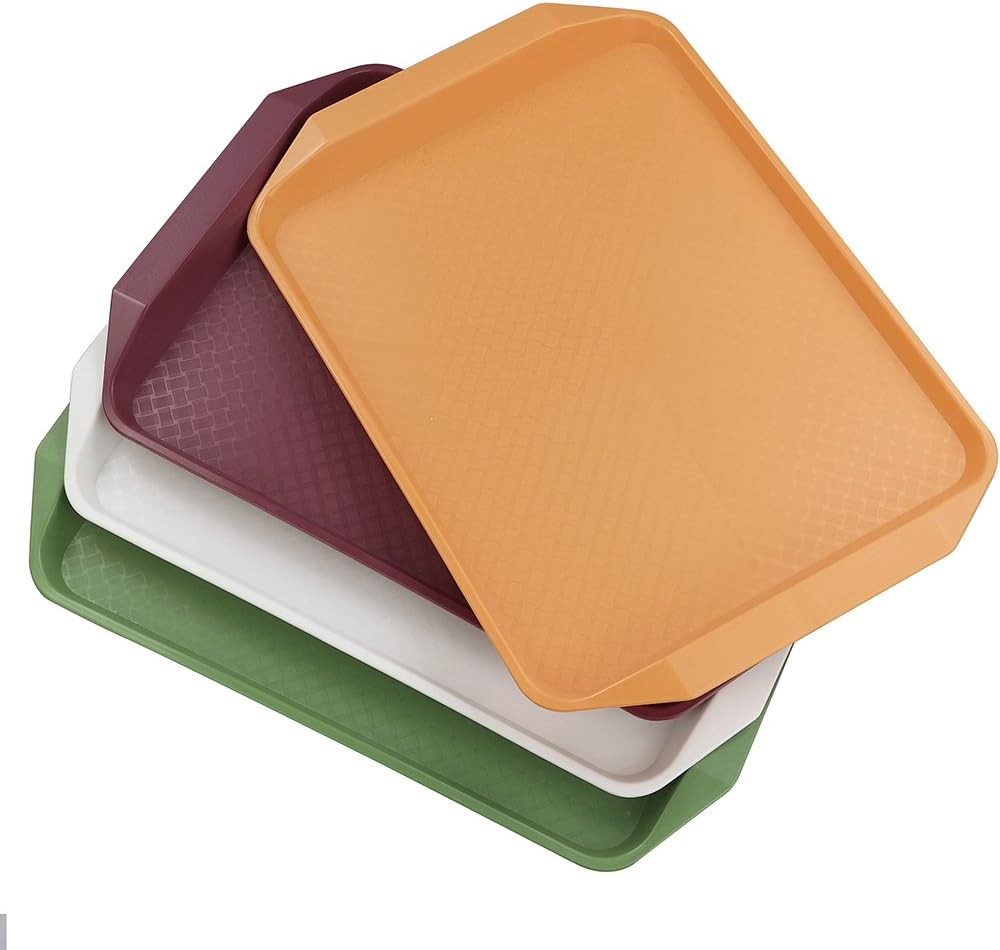 Idotry Plastic Fast Food Serving Trays 4-Pack