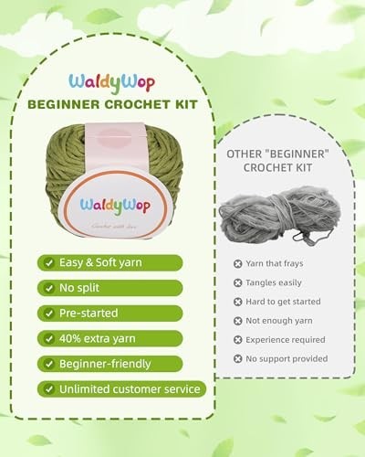 Crochet Kit for Beginners - 8 Flower Bookmarks, Video Tutorials, Soft Yarn & Hoo