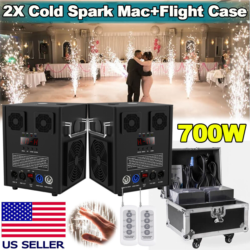 2PCS 700W Cold Spark Machine Firework Stage Effect DMX Wedding Party&Flight Case