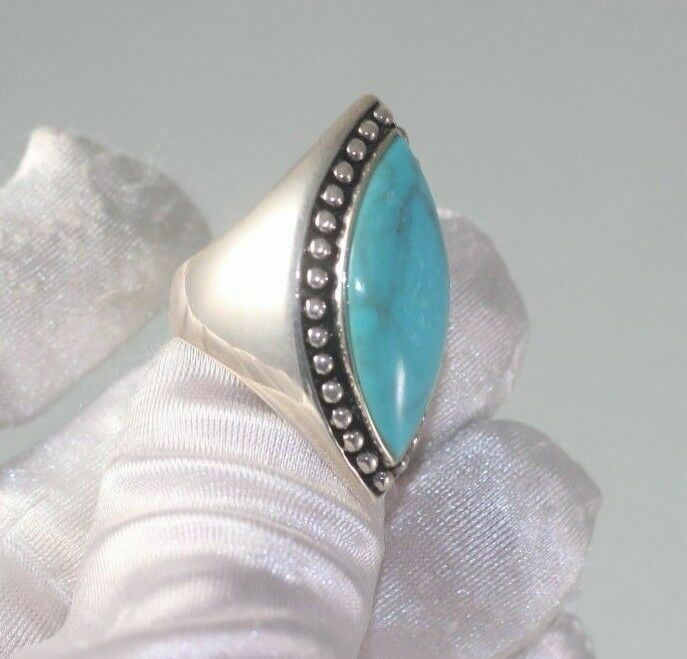 Statement 925 turquoise ring size 6 dot caviar sf