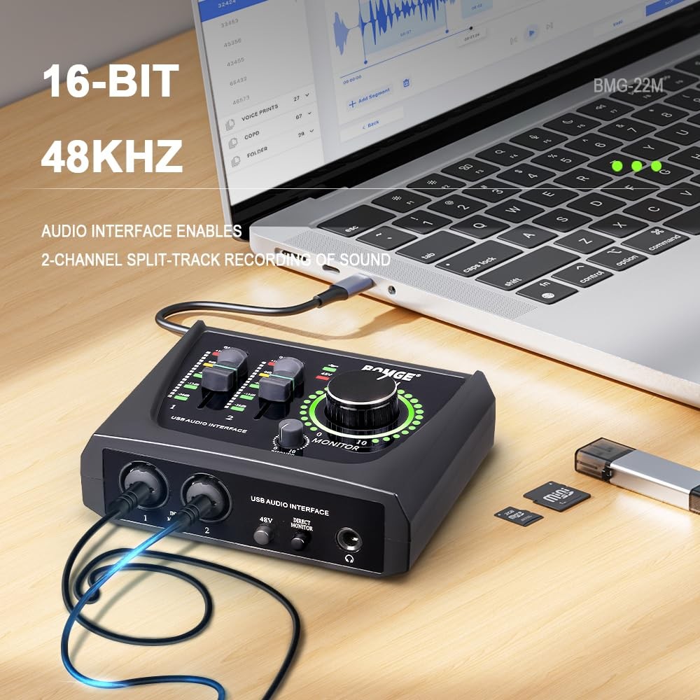 BOMGE mini 2 Channel USB Audio Interface for Recording, Streaming and...