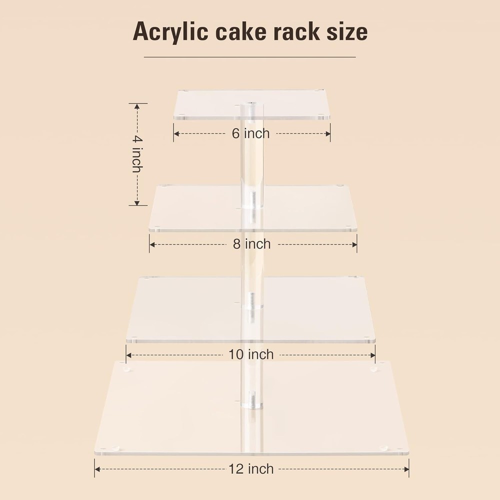 Versatile 4-Tier Cupcake Holder with LED String Lights - Durable Acrylic Design