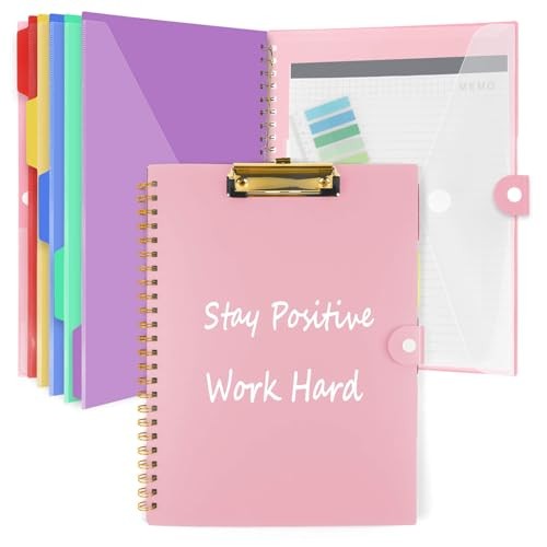 Clipboard Folio with Notepad, Multifunctional Clipboard Letter Macron Pink