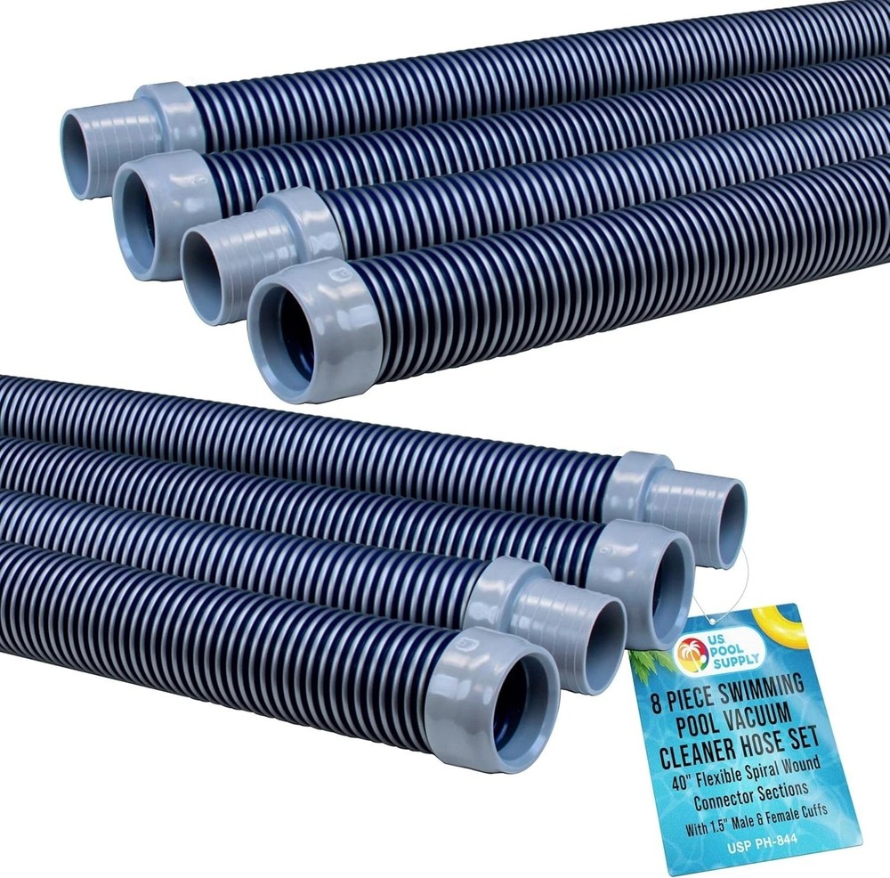 8-Piece Pool Vacuum Hose Set - 40" Flexible & Durable for Automatic Cleaners