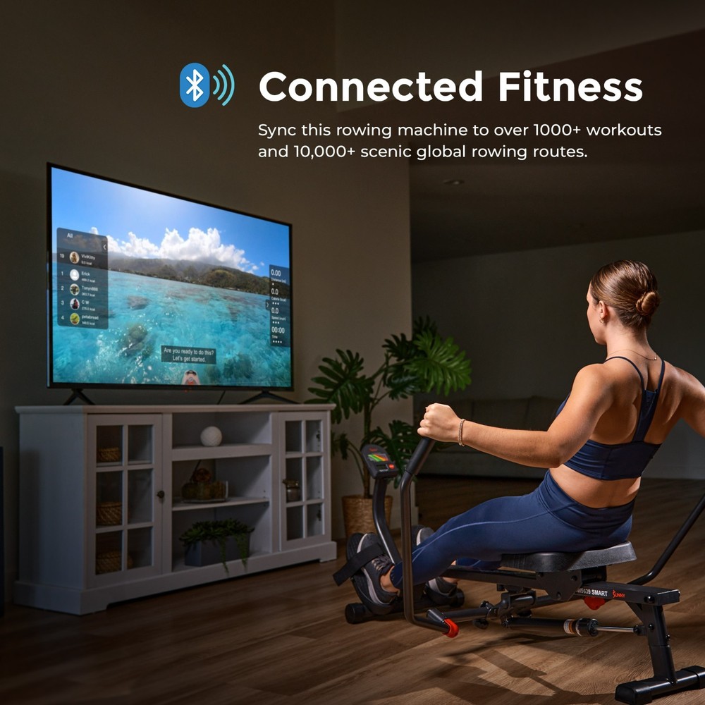 Rowing Machine Smart Full Motion Bluetooth Compact Adjustable Resistance Workout