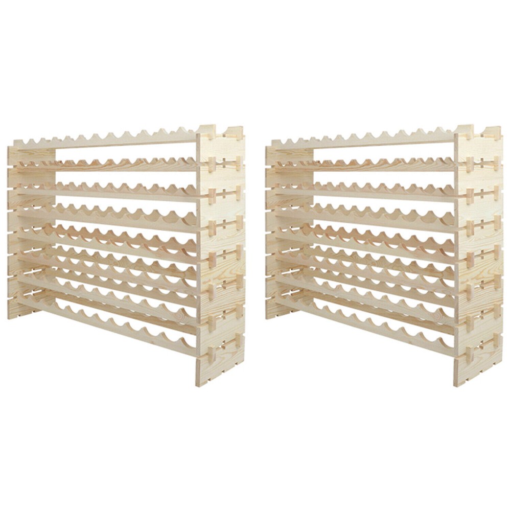 96 Bottles Holder Wine Rack Stackable Storage 8 Tier Solid Wood Display 2X