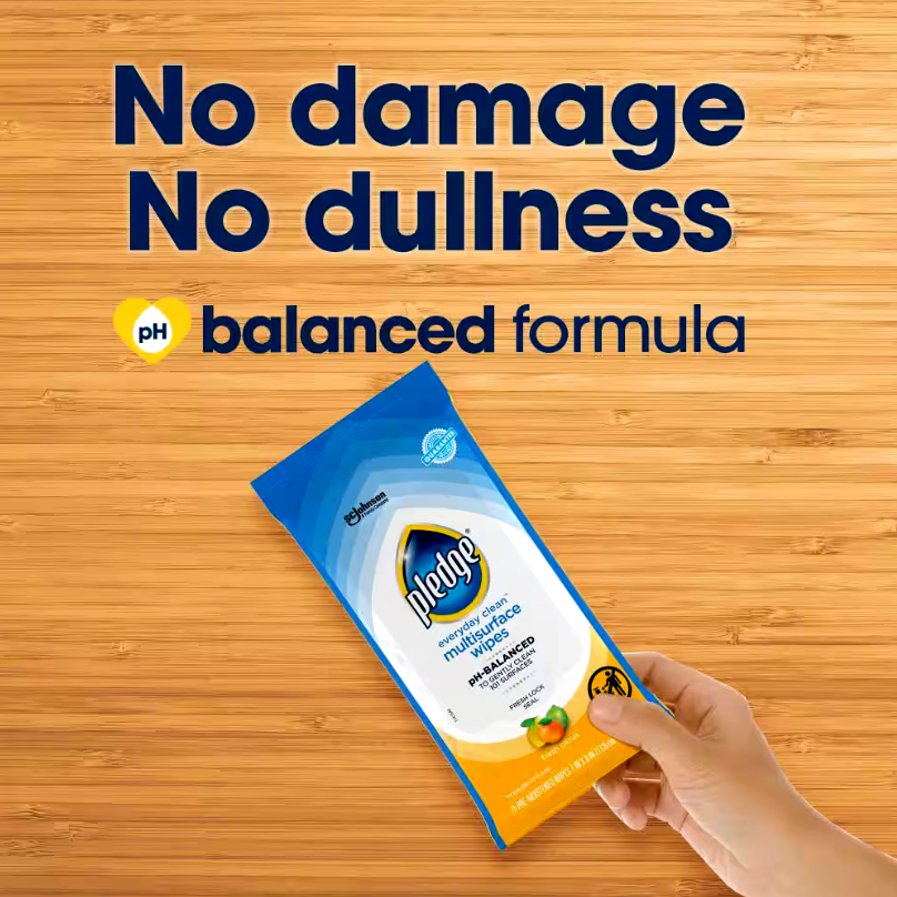 Pledge Multi-Surface Wipes, pH-Balanced formula - 25 ct.