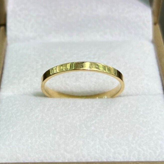 2mm 18K Solid Yellow Gold Handcraft Unisex Square Wedding Stackable Ring Band