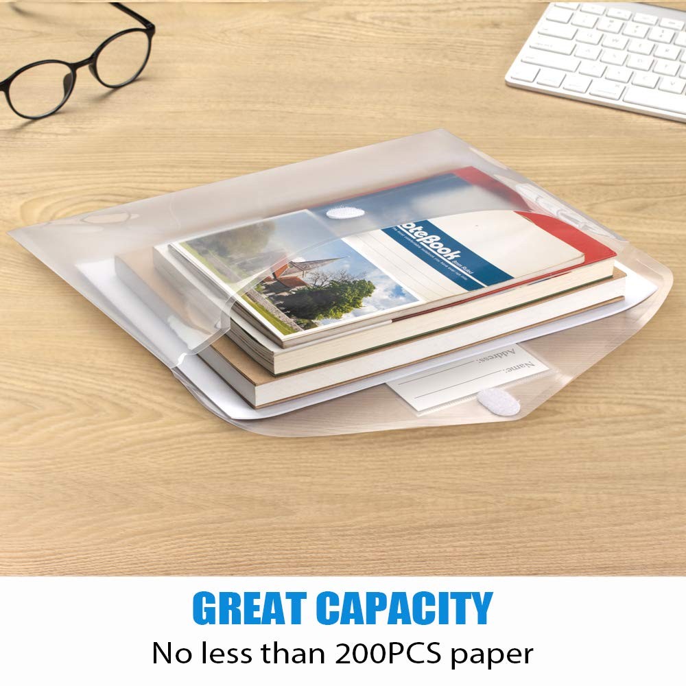 10 Transparent Document Envelopes with Snap Closure for Easy Organization