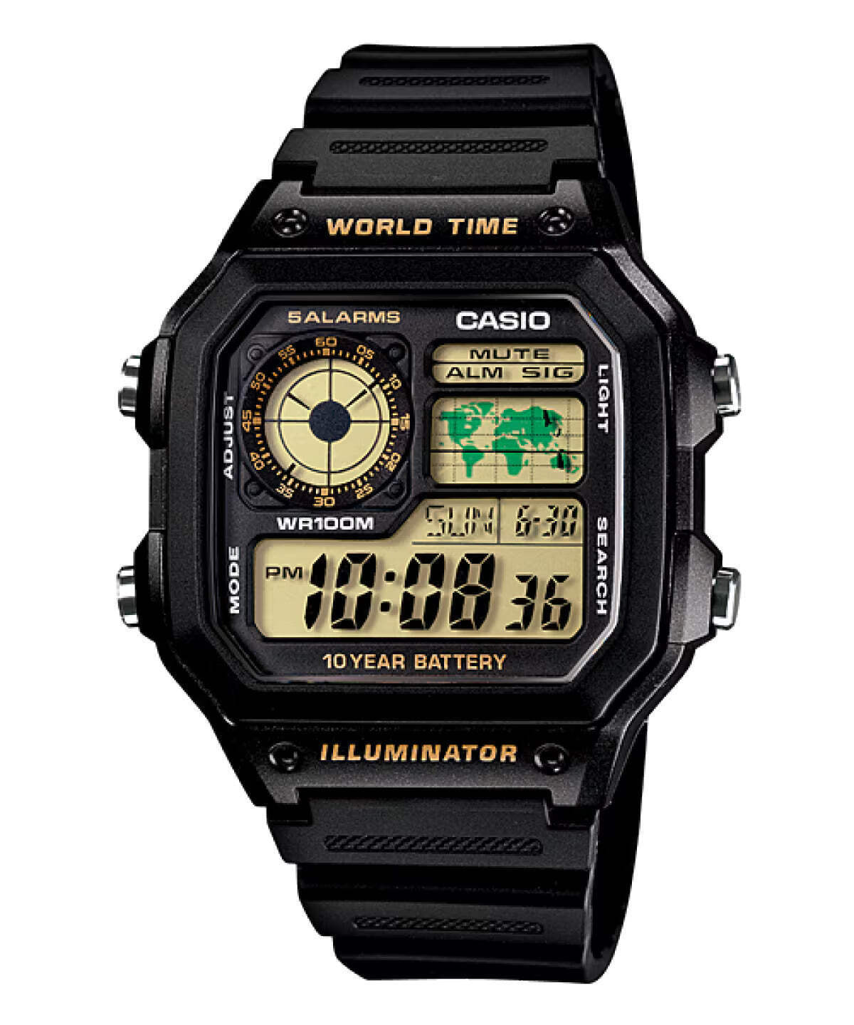 CASIO AE-1200WH-1BV AE1200 CASIO ROYALE BLACK DIGITAL WATCH