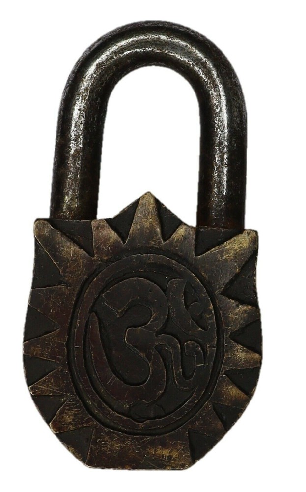 Lord Sun Engraved Security Door Lock Antique Style Handmade Solid Brass Padlock