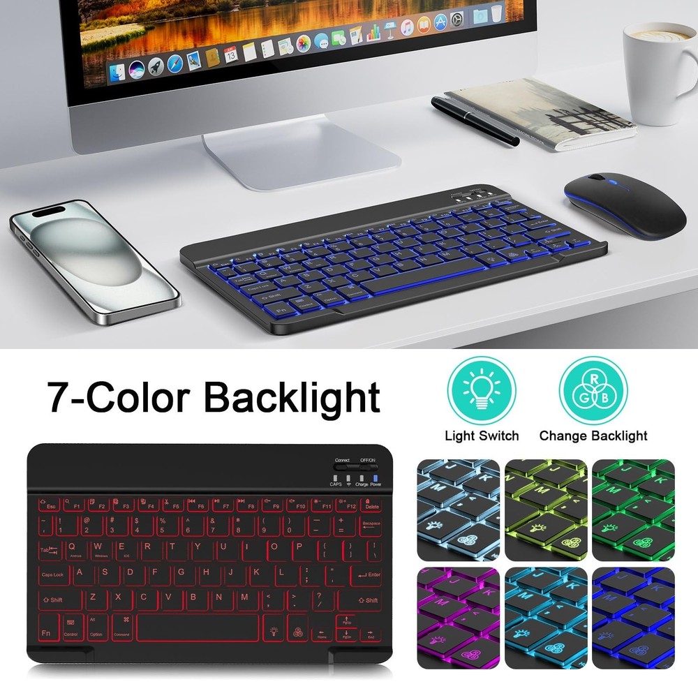 Wireless Keyboard And Mouse Combo, Rechargeable Bluetooth Keyboard & Mouse wi...