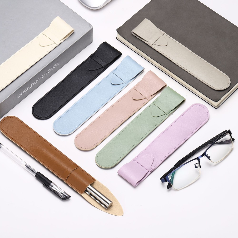4Pcs PU Single Leather Pen Case Holder, Purple