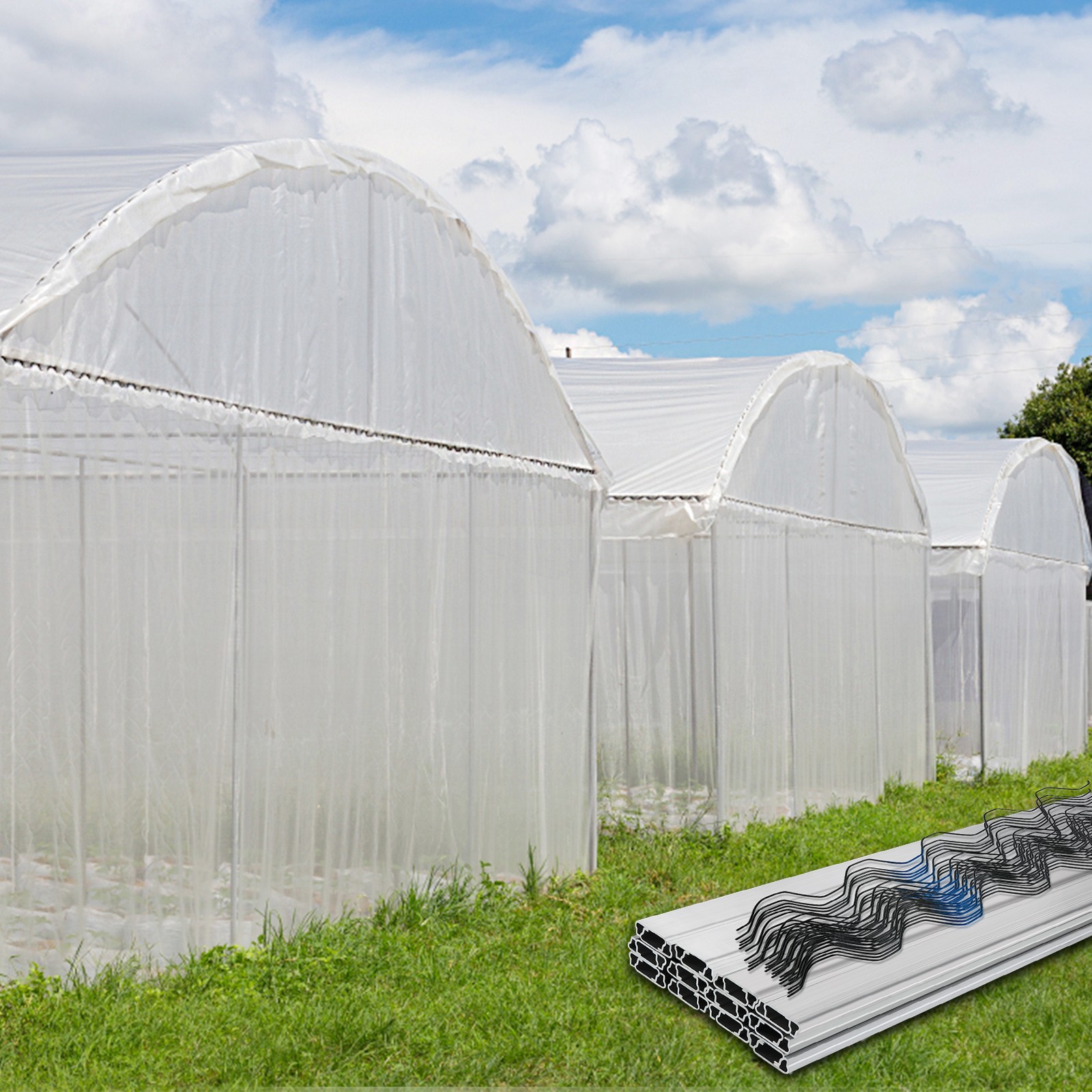 VEVOR Greenhouse Wiggle Wire &Aluminum Alloy Spring Lock U-Channel 6.56ft 40PCS