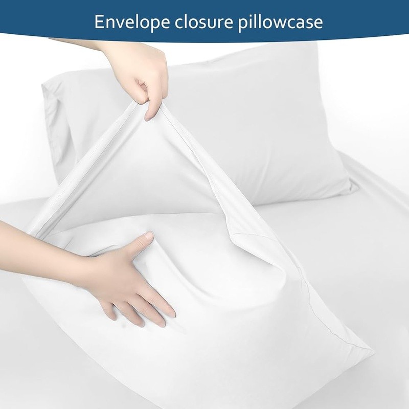 Extra Deep Pocket Sheet Set Soft Microfiber Fitted Flat Pillowcase Storage New