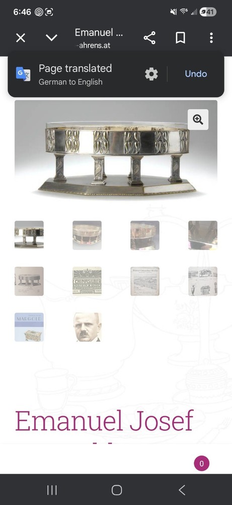 Emanuel Josef Margold Centerpiece Stand Lenk Austria c1913 Silverplate