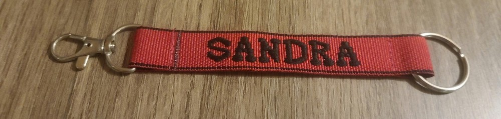 New Sandra Personalized Keychain Red and Black