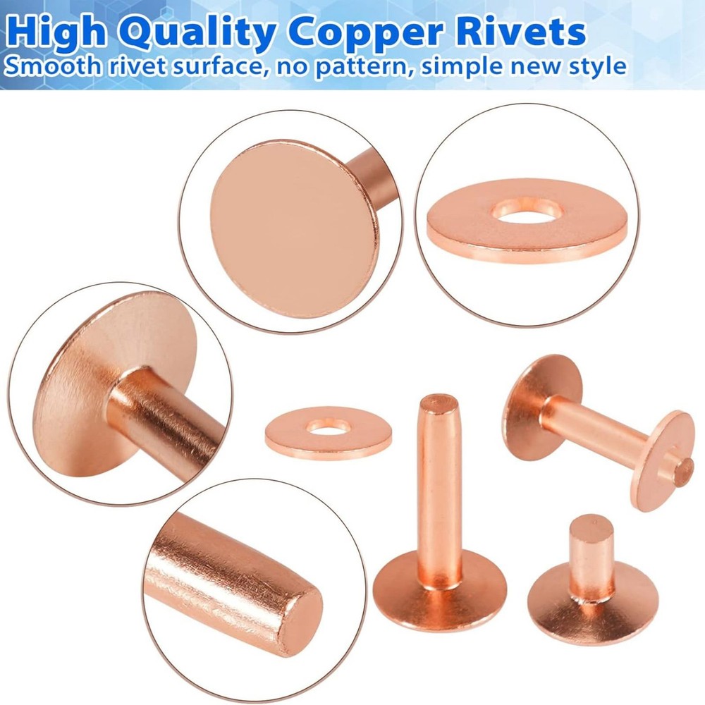 77set/pack 12*4*19/7mm #9 Copper Rivets&Burrs Leather Working Rivet Kit