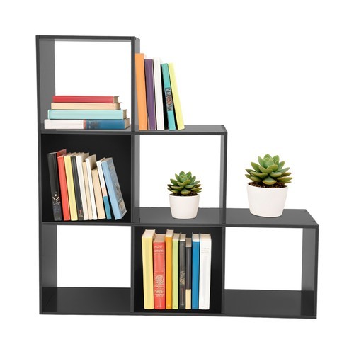 6-Cube Black Storage Organizer Bookcase, Display Compartment Open Back