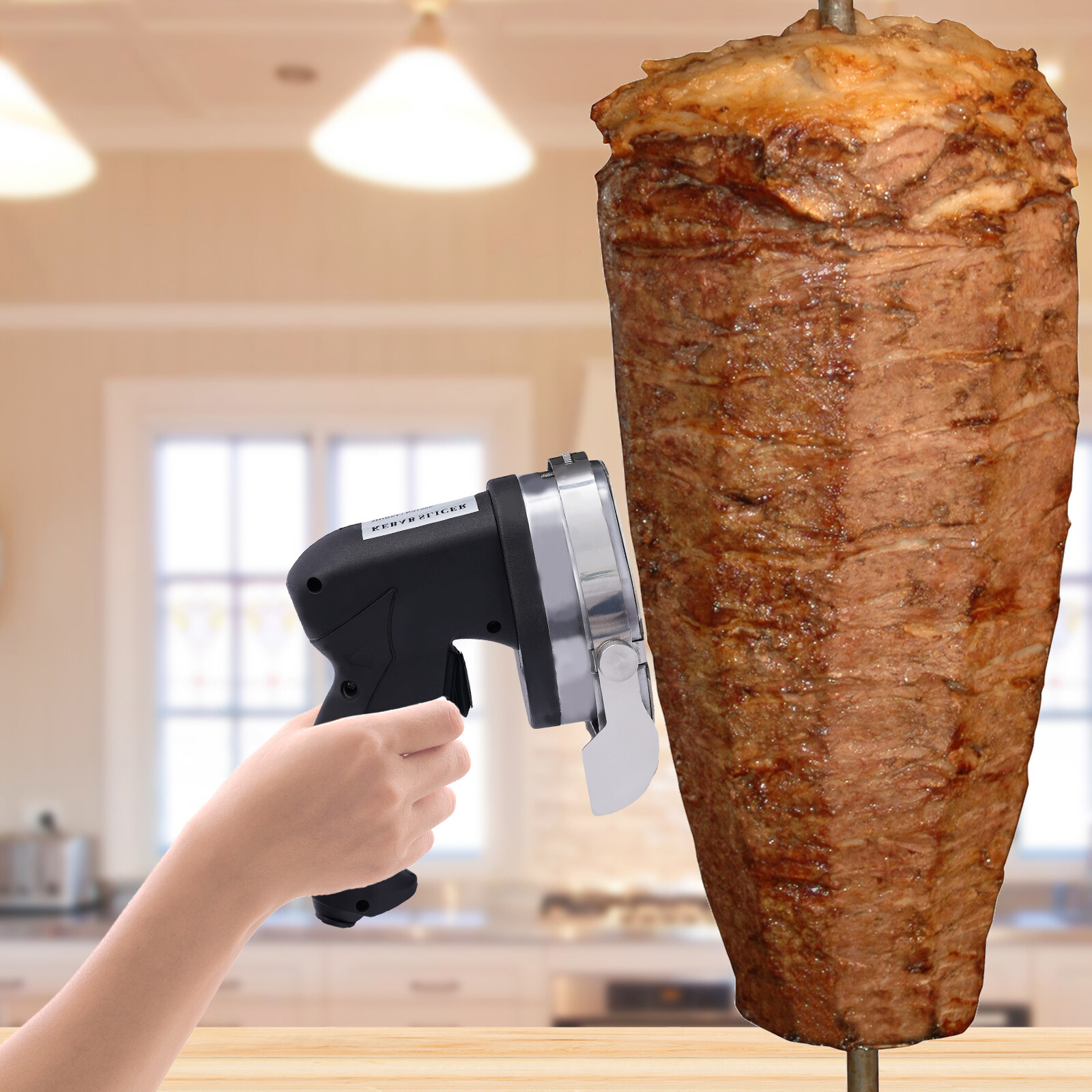 Electric Auto Shawarma Gyro Doner Kebab Slicer Cutter 2 Blades US Plug 80W