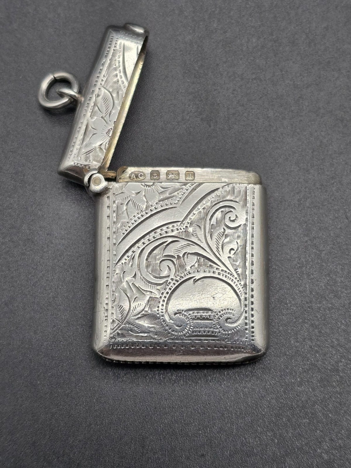 Antique Victorian Sterling Silver Vesta Case/Match Safe UK/Birmingham/1903/A.C