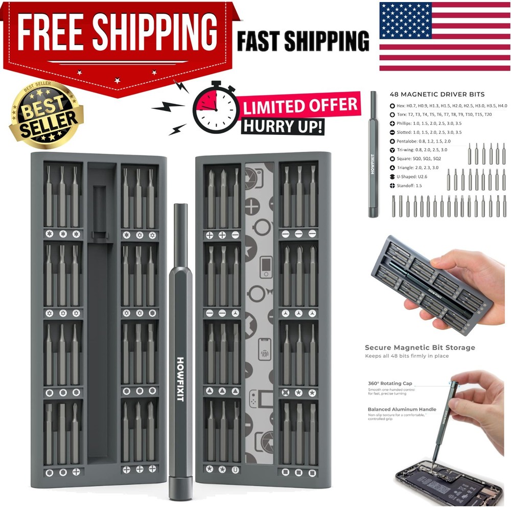 Comprehensive 48-Piece Screwdriver Set for MacBook, PS5, and Camera Repairs