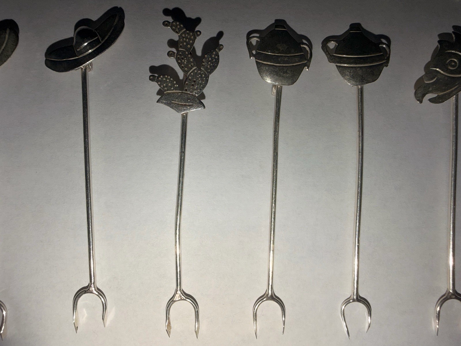 Set/22 Southwest Style Vintage Mexican Sterling Silver .925 CP Appetizer Picks
