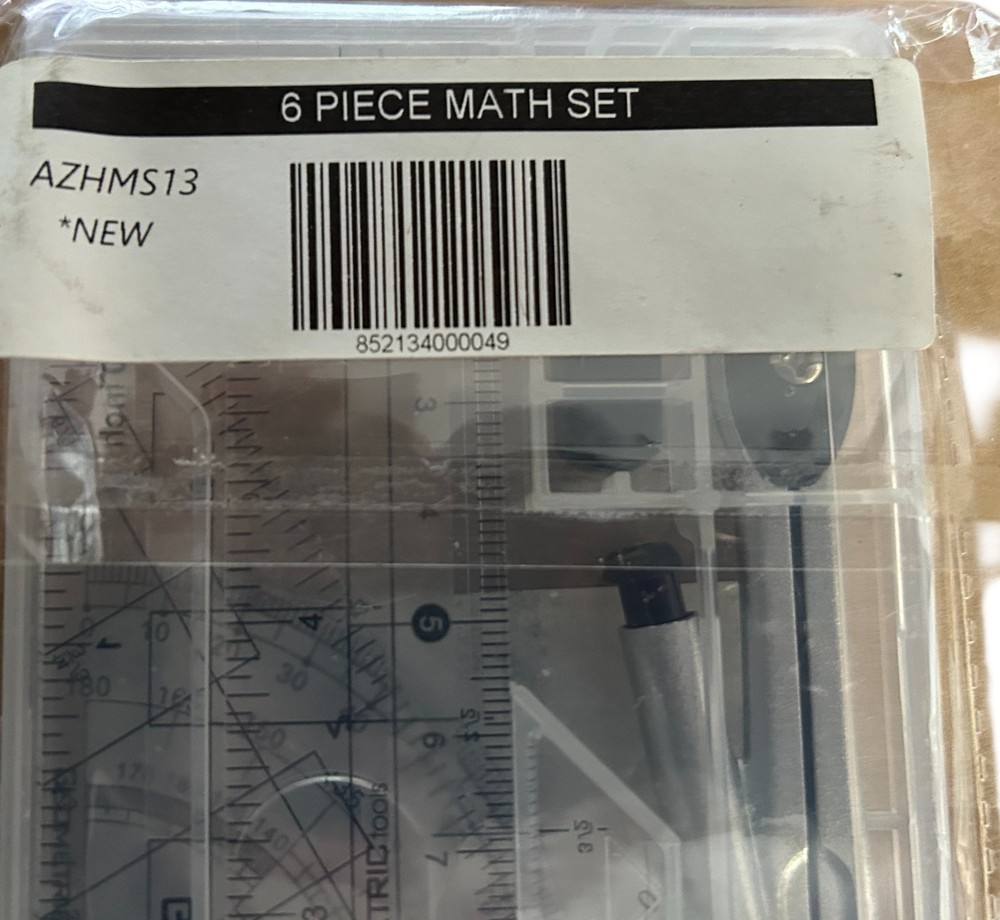 A+ Homework 8 Piece Math Set UC1386 Geometry Kit Compass Protractor Ruler