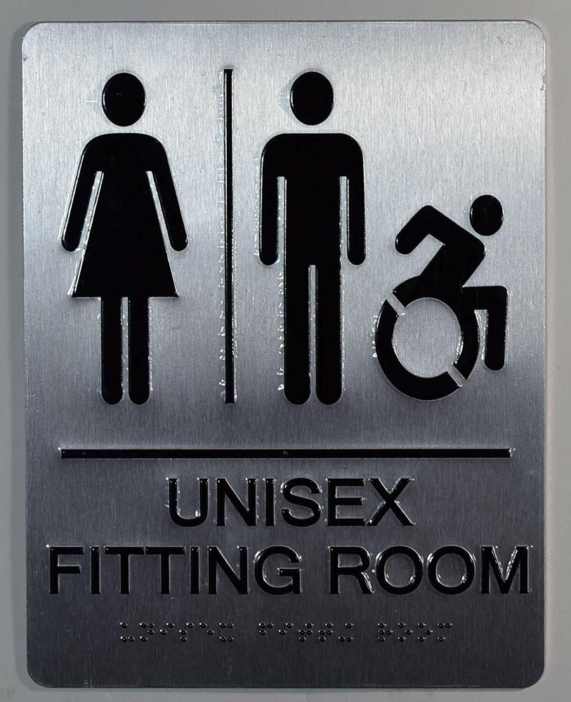 Unisex accessible Fitting Room Sign with Tactile Text (6X9)-REF24-1027