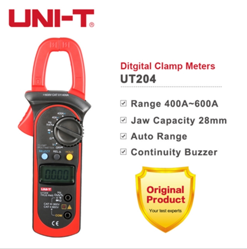 UNI-T UT204 True RMS Digital Clamp meter Auto AC DC Amp Volt Ohmmeter Frequ Test