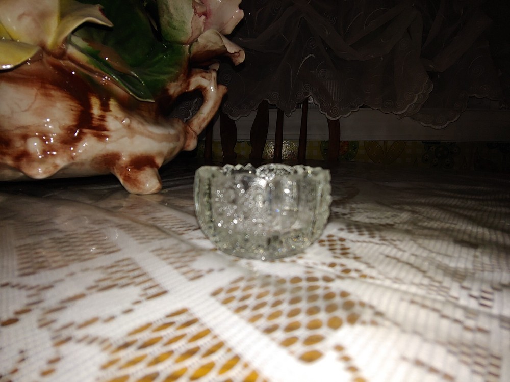 Antique Open Salt Dip/Cellar "Cane and Panel" Pattern, Pressed Glass