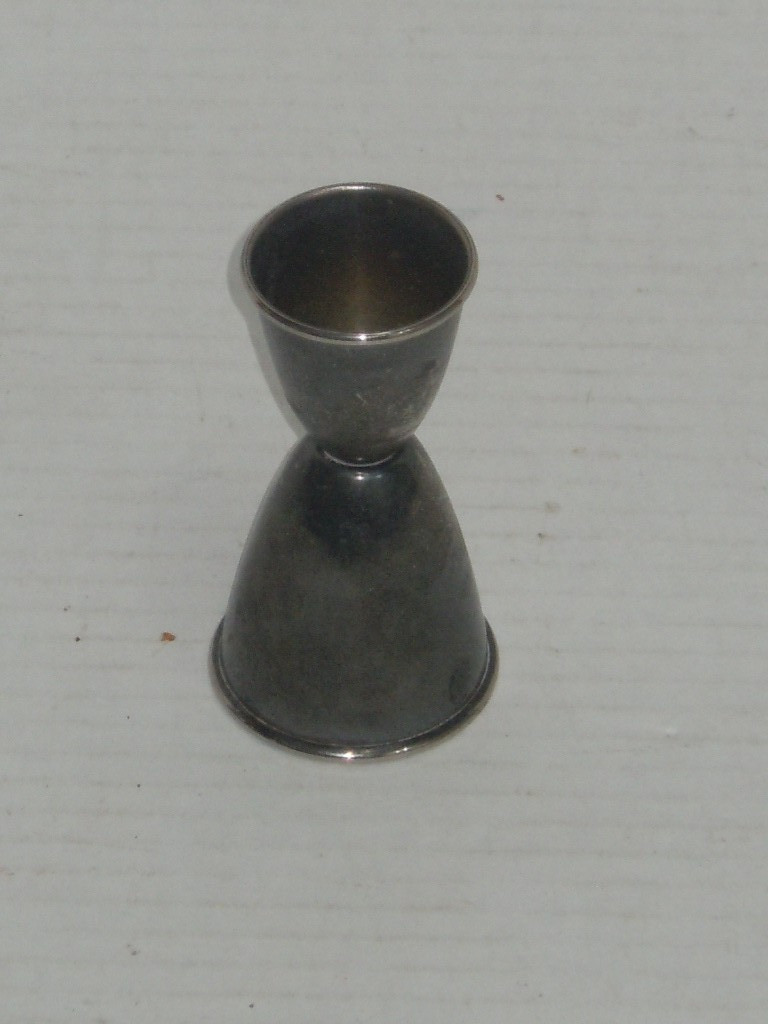 VINTAGE STAMPED NAPIER SILVER PLATE BAR DOUBLE JIGGER MEASURING CUP