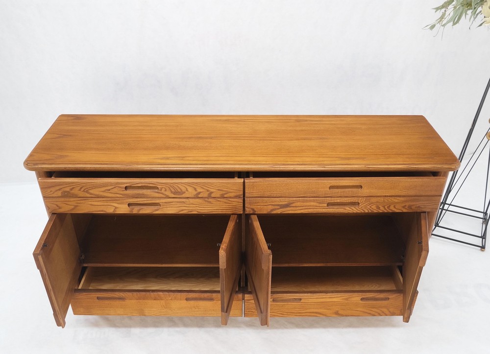 Solid Oak Mid-Century Modern Credenza Server Two Door Compartments Cabinet Mint!
