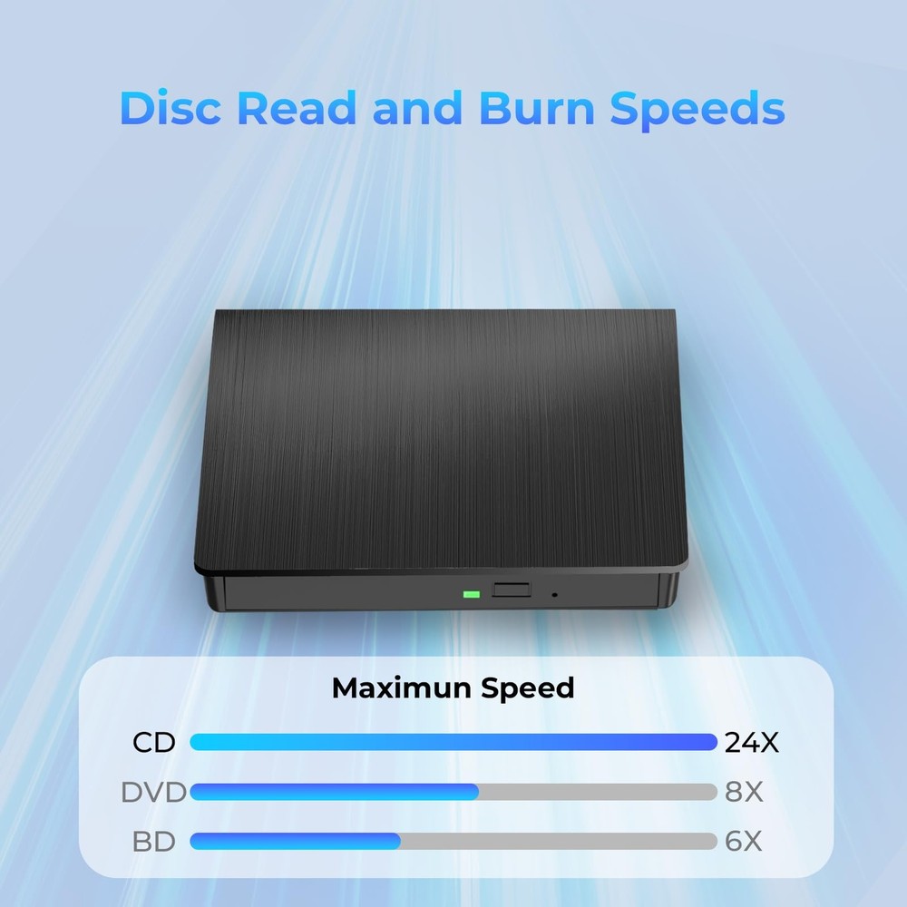 External Blu Ray Drive, Support 50G Disc Read/Write Bluray Drives, Portable...