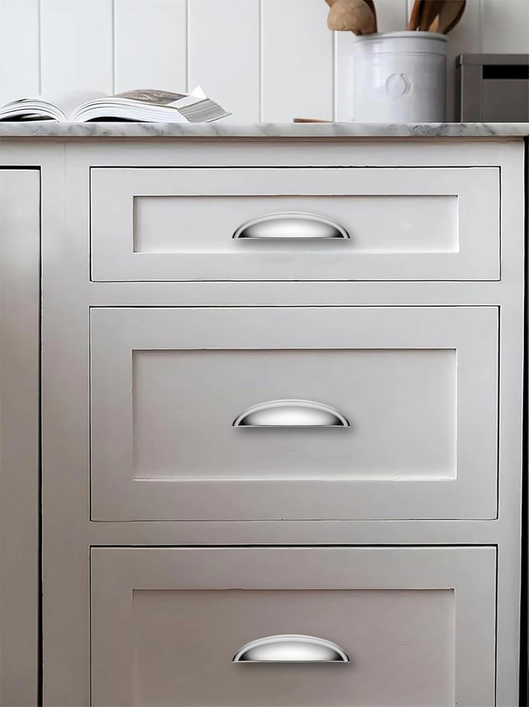 10 Pack 5" Drawer Pulls Polished Chrome Cabinet Cup Pulls Kitchen Hardware Ca...