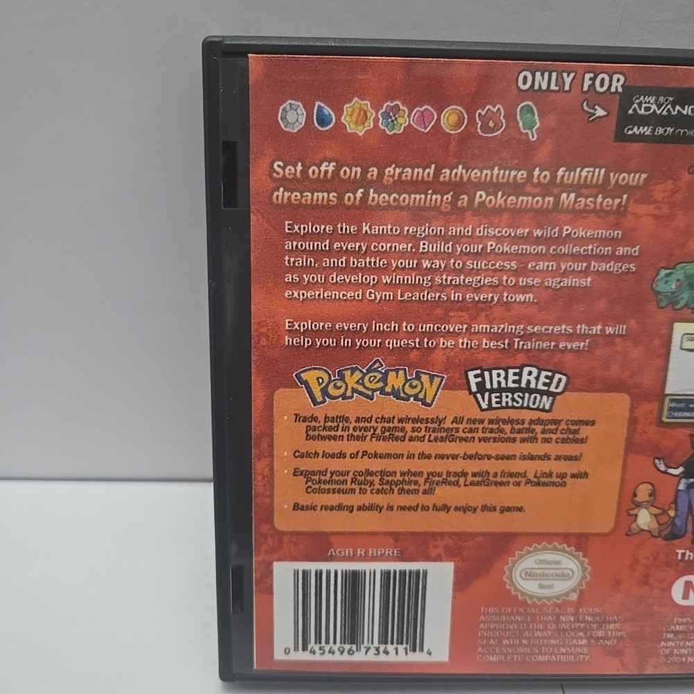 Replacement Case For Pokemon Fire Red Version Nintendo GameBoy Advance