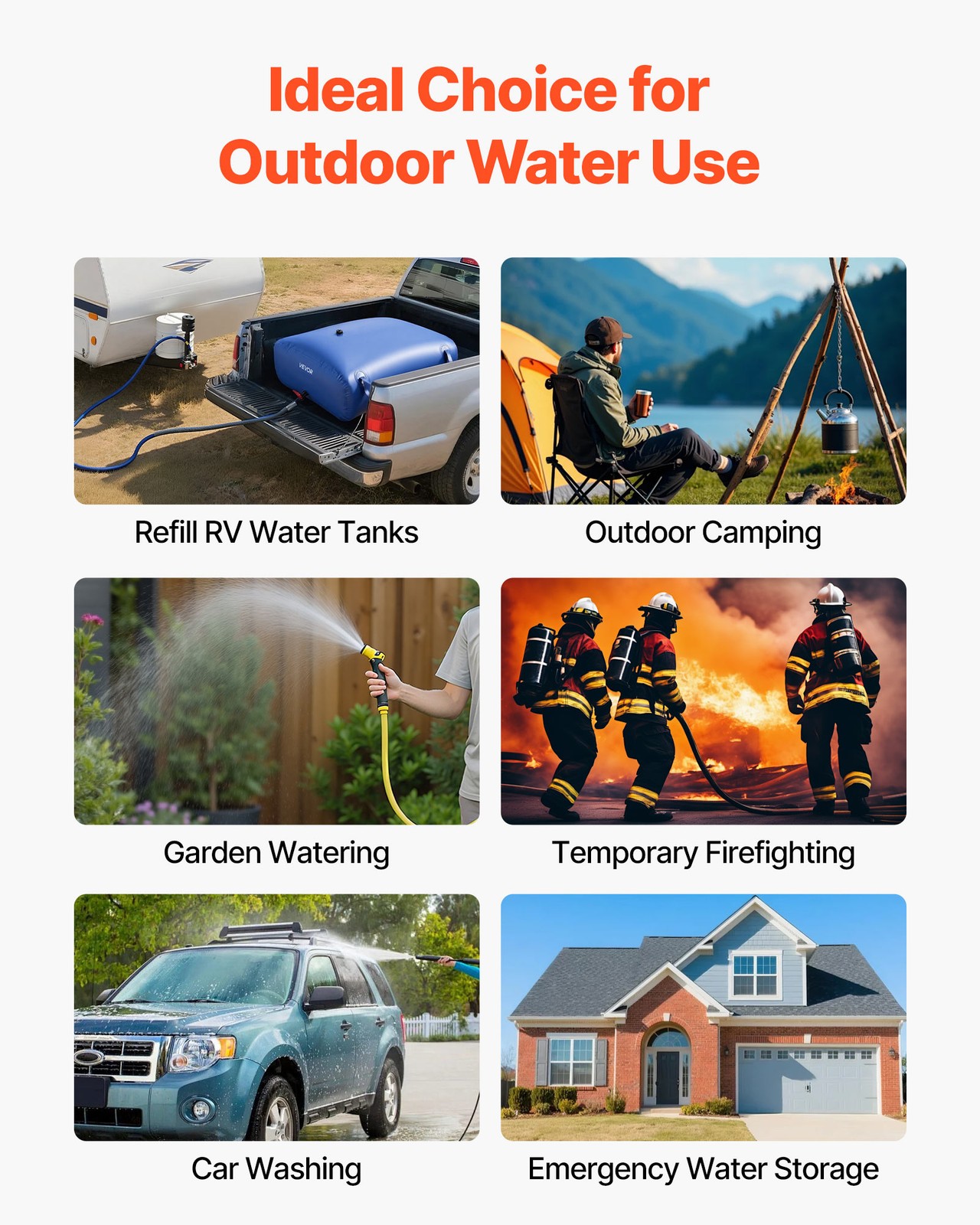 VEVOR 87.2 Gal Collapsible Water Storage Bladder 1000D PVC Water Storage Bag