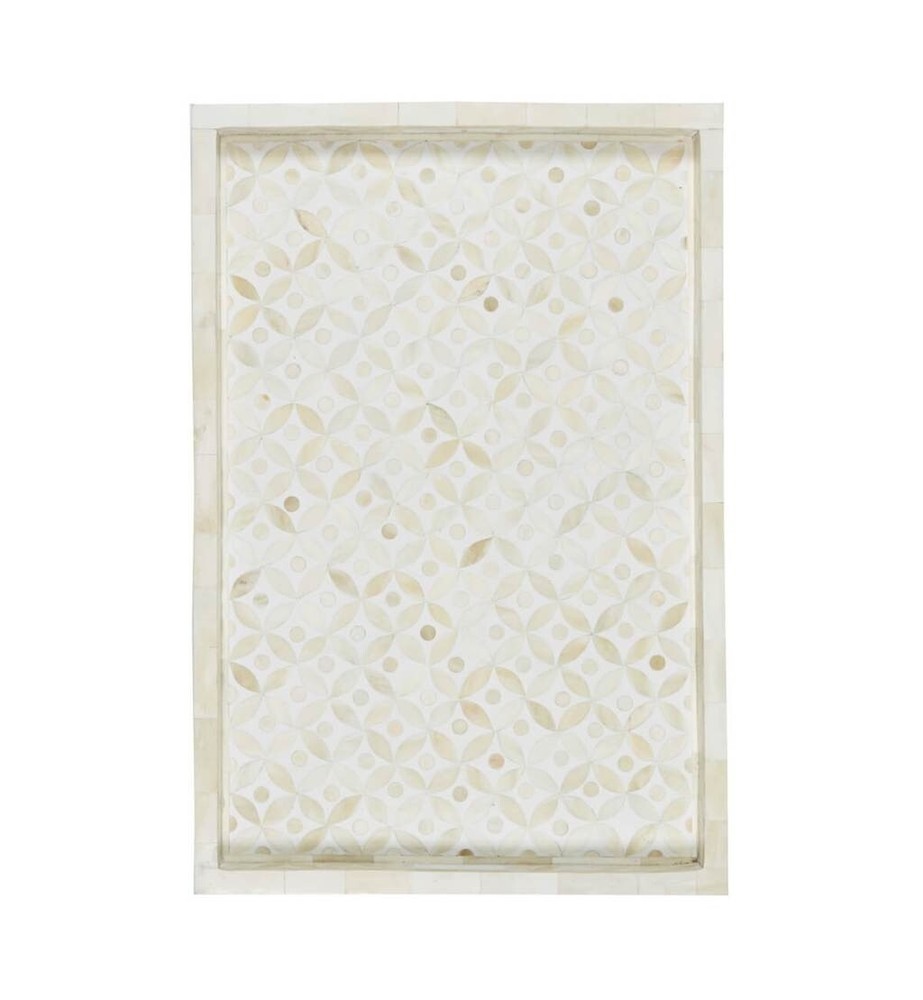 Bone Inlay Geometric Star Design Tray in White Color