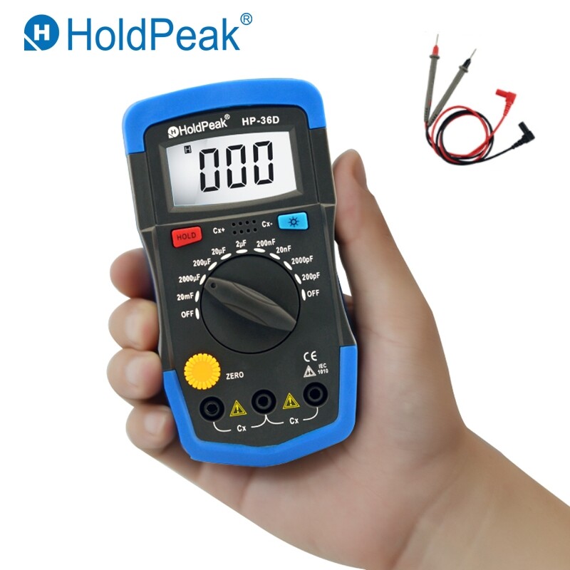 Digital Capacitance Meter Capacitor Tester 200pF-20mF Handheld Multimeter 2000C