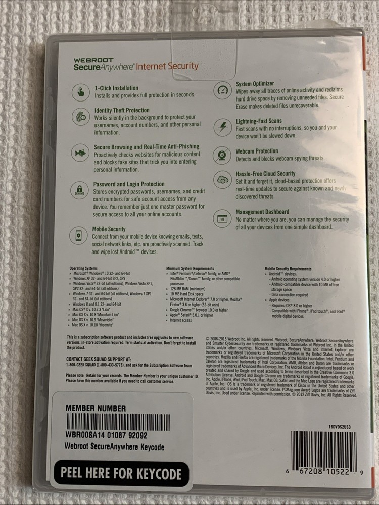 Webroot Internet Security Antivirus 3-Device Pack for PC Mac Mobile NEW SEALED